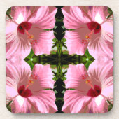 Pink-Hibiskus-Muster Untersetzer (Vorderseite)