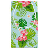 Pink Hibiskus Palm Geschenktasche Kleine Geschenktüte (Rückseite)