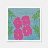 Pink Hibiskus Paper Napkins Serviette (Vorderseite)