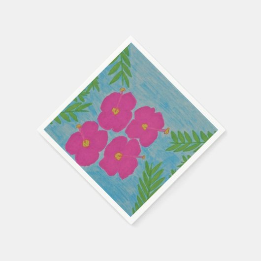 Pink Hibiskus Paper Napkins Serviette (Ecke)