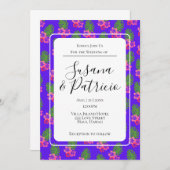 Pink Hibiskus Pattern Wedding Einladung (Vorne/Hinten)