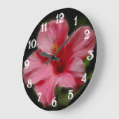 Pink-Hibiskus-Wandklemme Große Wanduhr (Winkel)