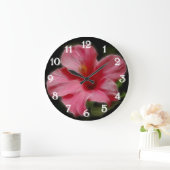 Pink-Hibiskus-Wandklemme Große Wanduhr (Zuhause)