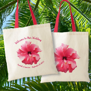 Pink Hibiskus Wedding Willkommensmäßig Tragetasche