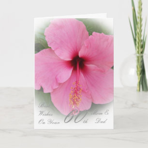 Pink-Hibiskus zum 60. Hochzeitstag Karte