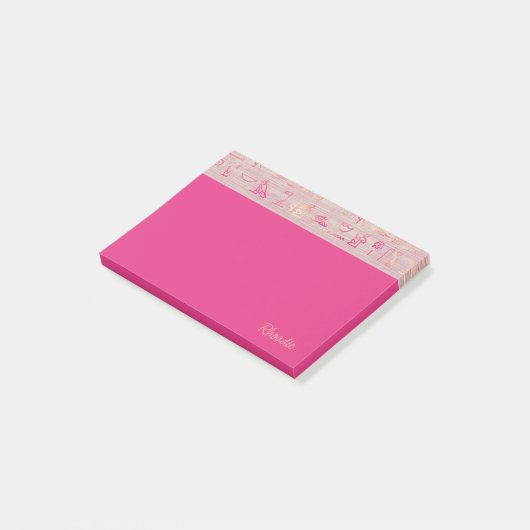 Pink Hieroglyph Luxe Post-it Klebezettel (angewinkelt)