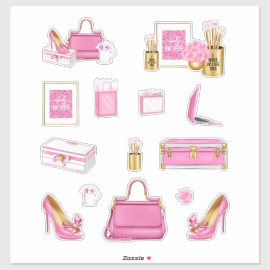 Pink High Fashion Heelse Pursuit & Accessoires Aufkleber (Blatt)