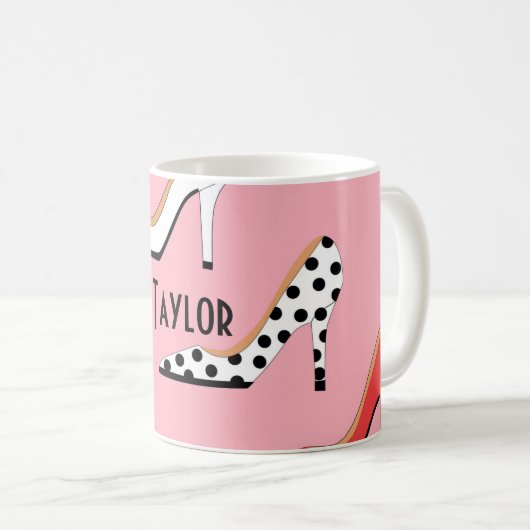 Pink High Heel Fashion Statement Kaffeetasse (VorderseiteRechts)