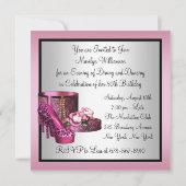 Pink High Heel Schuhe Frauen Leopard 50. Geburtsta Einladung (Rückseite)