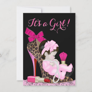 Pink High Heel Shoel Babydusche Einladung