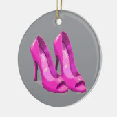 Pink High Heels 64-Bit Pixel Art Style Ornament (Links)