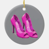 Pink High Heels 64-Bit Pixel Art Style Ornament (Hinten)