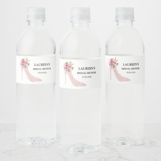 Pink High Heels Bridal Shower Wasserflaschenetikett (Flaschen)