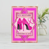 Pink High Heels Cancer Awareness Einladung (Stehend Vorderseite)