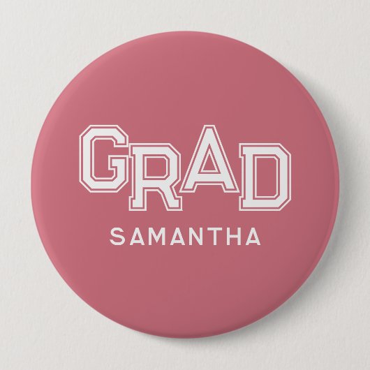 Pink High School Grad Individuelle Name Abschluss Button (Vorderseite)