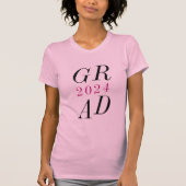 Pink High School Senior Modern Stilvoller Abschlus T-Shirt (Vorderseite)