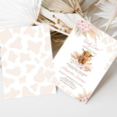 Pink Highland Cow Baby Dusche Einladung