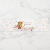 Pink Highland Cow Baby Dusche Wasserflaschenetikett (Einzelnes Label)