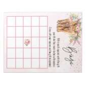 Pink Highland Cow Babydusche Bingo Game Notepad Notizblock (Vorderseite)