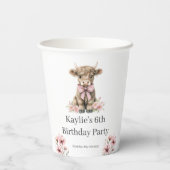 Pink Highland Cow Geburtstagspartei Pappbecher (Rückseite)