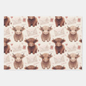 Pink Highland Cow Valentine Hearts Geschenkpapier Set (Vorderseite 3)