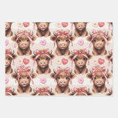 Pink Highland Cow Valentine Hearts Geschenkpapier Set (Vorderseite 2)