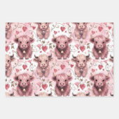 Pink Highland Cow Valentine Hearts Geschenkpapier Set (Vorderseite)