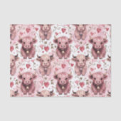 Pink Highland Cow Valentine Hearts Seidenpapier (Vorderseite)