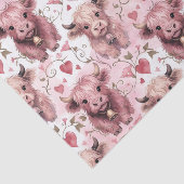 Pink Highland Cow Valentine Hearts Seidenpapier (Ausschnitt)