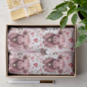Pink Highland Cow Valentine Hearts Seidenpapier (Geschenk)