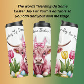 Pink Highland Kuh Oster - Frühlingsblüten und Eier Thermosbecher