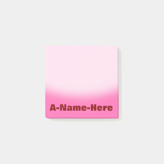 Pink-Hintergrund mit kastanienbraunem mutigem Post-it Klebezettel (Vorderseite)