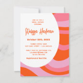 Pink Hippie Groovy Retro Brautparty Einladung (Vorderseite)