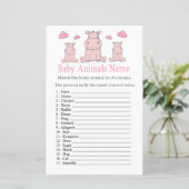 Pink Hippo Baby Animals Name Spiel (Stehend Vorderseite)