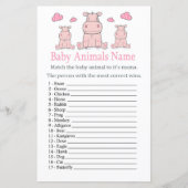 Pink Hippo Baby Animals Name Spiel (Vorderseite)