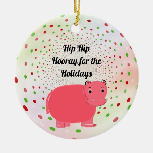 Pink Hippo Hooray für Ferien Keramik Ornament (Vorne)