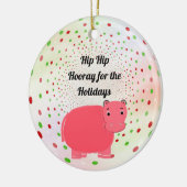 Pink Hippo Hooray für Ferien Keramik Ornament (Links)