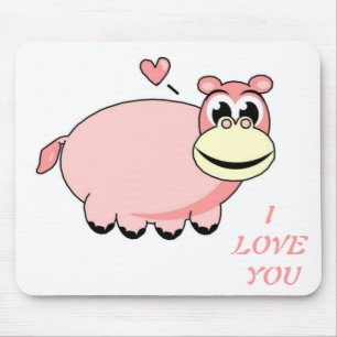Pink Hippo Liebe Mousepad