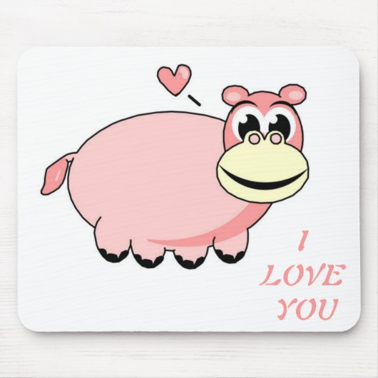 Pink Hippo Liebe Mousepad (Vorne)