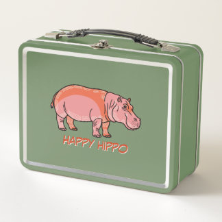 Pink Hippo Metall Brotdose