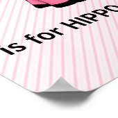 Pink Hippo Mit Monogramm Letter H Baby Room Poster (Ecke)