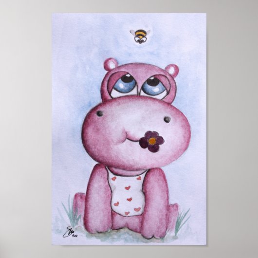 Pink Hippo Poster für Kinder (Vorne)