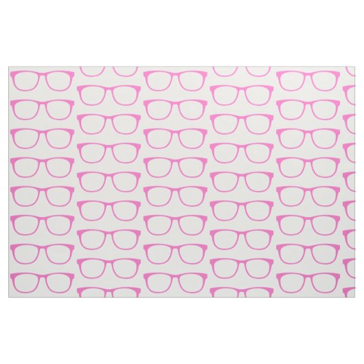 Pink Hipster Geek Glasses Fabric Stoff (Fat Quarter (45,7 x 55,9 cm))