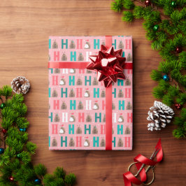 Pink Ho Ho Ho Armadillo Geschenkpapier