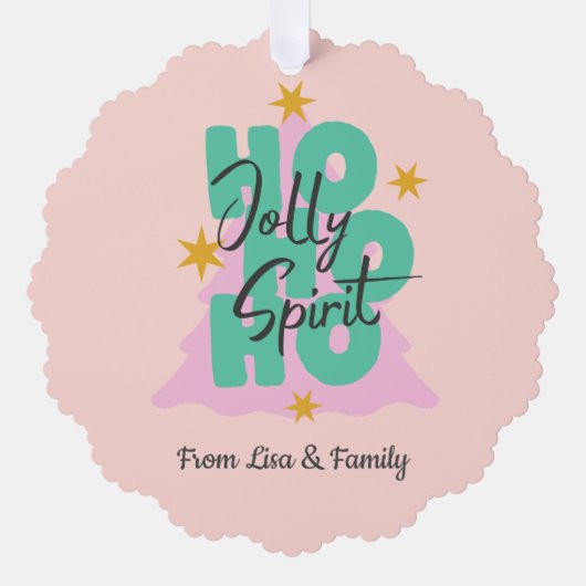 Pink Ho Ho Weihnachten Custom Ornament Card (Vorderseite)