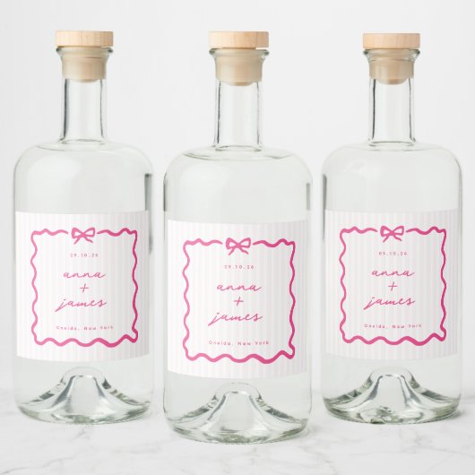 Pink-Hochzeit Alkoholflaschenetikett (Flaschen)