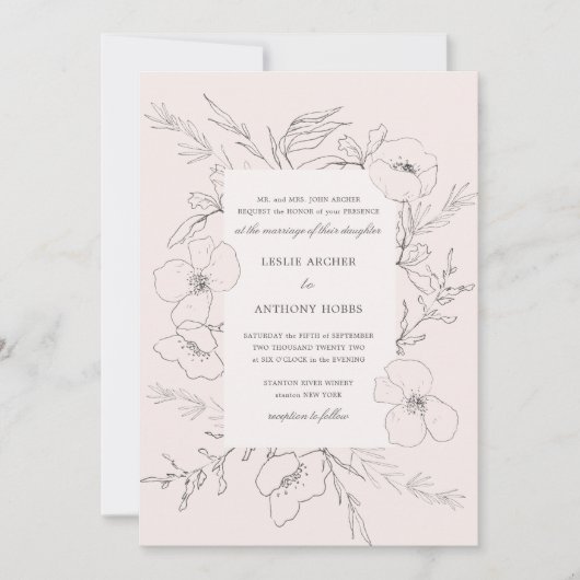 Pink-Hochzeit mit Handschuhen Einladung (Vorderseite)