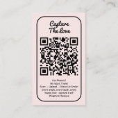 Pink Hochzeitsfoto-Sharing Capture Love QR-Code  Visitenkarte (Rückseite)