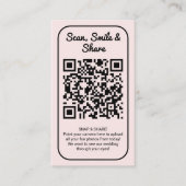 Pink Hochzeitsfoto-Sharing Capture Love QR-Code  Visitenkarte (Vorderseite)
