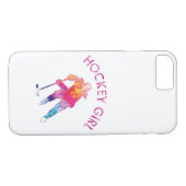 Pink Hockey Girl Player Watercolor Case-Mate iPhone Hülle (Rückseite (Horizontal))